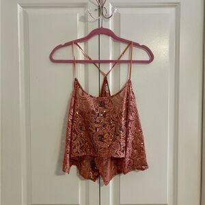 Sparkly pink crop top